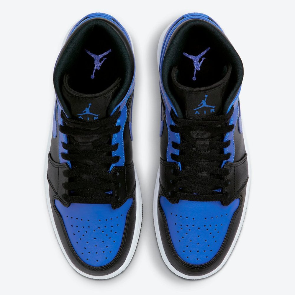 NEW Nike Air Jordan 1 Mid 'Hyper Royal' Black Men' - Picture 8 of 11
